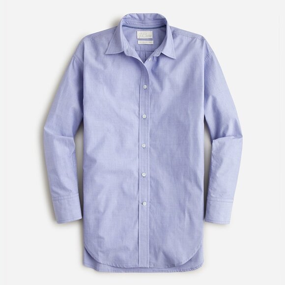 J. Crew Relaxed Fit End-on-End Cotton Shirt in Peri Blue Size 12 - Picture 3 of 6